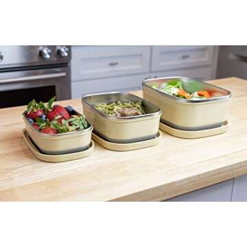 MIRA Reusable Stainless Steel Food Storage Containers - Bento Lunch Box Set of 3 for Meal Prep- 2, 4...