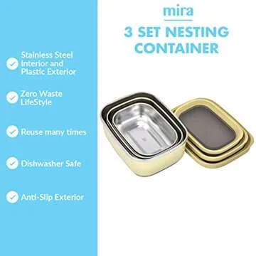 MIRA Stainless Steel Food Storage Containers Set - Eco-Friendly