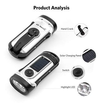 ThorFire Solar Flashlight - Hand Crank Dynamo Torch