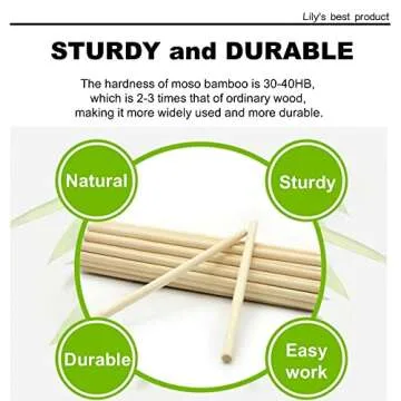 HOPELF 100PCS Dowel Rods - 1/4 x 12 Inch Bamboo Sticks for Crafts
