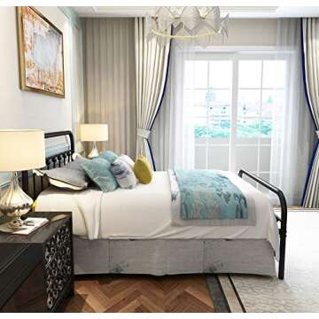 NEEBIRGELIA Black Metal Bed Frame Full Size with Headboard and Footboard Single Platform Mattress Base,Metal Tube and Iron-Art Bed（Full,Black）