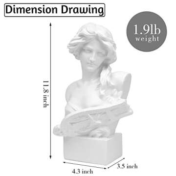 Norrclp Greek Statue of Musical Goddess, Classic Roman Head Bust Greek Mythology Sculpture for Livin...