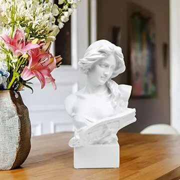 Norrclp Greek Statue of Musical Goddess, Classic Roman Head Bust Greek Mythology Sculpture for Living Room Home Shelf Decor (Goddess-11.8in)