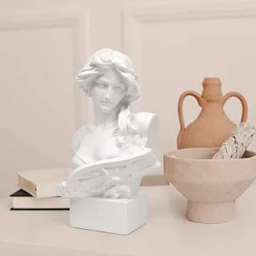Norrclp Greek Statue of Musical Goddess, Classic Roman Head Bust Greek Mythology Sculpture for Living Room Home Shelf Decor (Goddess-11.8in)