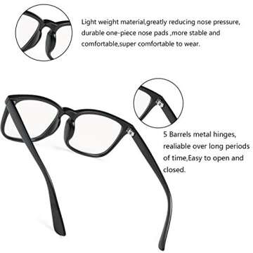 DeBuff Blue Light Blocking Glasses Women Men Clear Lens Square Frame Computer Eyeglasses (Clear)