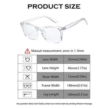 DeBuff Blue Light Blocking Glasses Women Men Clear Lens Square Frame Computer Eyeglasses (Clear)