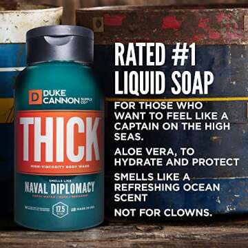 Duke Cannon Supply Co. THICK High-Viscosity Body Wash for Men - Smells Like Naval Supremacy, 17.5 Fl Oz