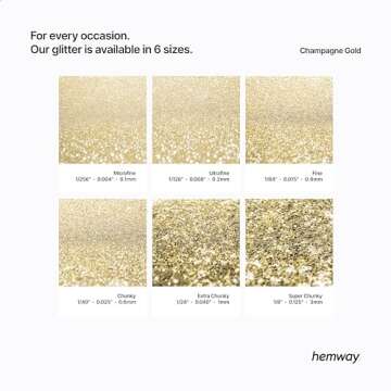 Hemway Craft Glitter Shaker 110g / 3.9oz Glitter for Arts, Crafts, Resin, Tumblers, Nails, Painting, Decoration, Festival, Cosmetic, Body - Super Chunky (1/8" 0.125" 3mm) - Champagne Gold