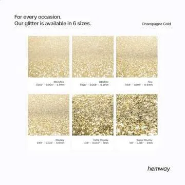 Hemway Craft Glitter Shaker 110g / 3.9oz Glitter for Arts, Crafts, Resin, Tumblers, Nails, Painting, Decoration, Festival, Cosmetic, Body - Super Chunky (1/8" 0.125" 3mm) - Champagne Gold