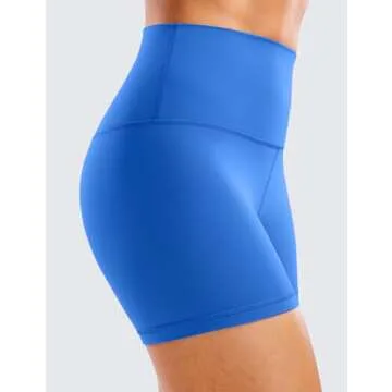 CRZ YOGA Womens Butterluxe Biker Shorts 4'' - High Waisted Booty Workout Volleyball Yoga Spandex Sparkle Blue Large