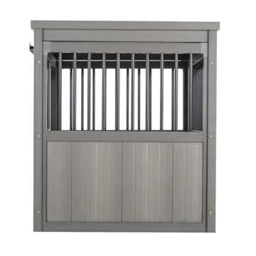New Age Pet® ECOFLEX® Homestead Sliding Barn Door Furniture Style Dog Crate -Grey, Large (EHDBC15-05L) - Stylish, Durable, Removable Cushions, Easy to Assemble.