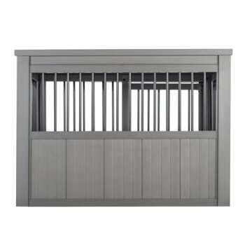 New Age Pet® ECOFLEX® Homestead Sliding Barn Door Furniture Style Dog Crate -Grey, Large (EHDBC15-05L) - Stylish, Durable, Removable Cushions, Easy to Assemble.