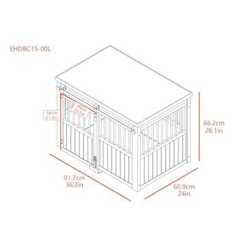 New Age Pet® ECOFLEX® Homestead Sliding Barn Door Furniture Style Dog Crate -Grey, Large (EHDBC15-05L) - Stylish, Durable, Removable Cushions, Easy to Assemble.