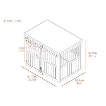 New Age Pet® ECOFLEX® Homestead Sliding Barn Door Furniture Style Dog Crate -Grey, Large (EHDBC15-05L) - Stylish, Durable, Removable Cushions, Easy to Assemble.