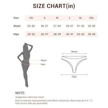 Jo & Bette Cotton Thong Bikini Underwear Seamless Breathable Panties for Women, 6 or 12 Pack