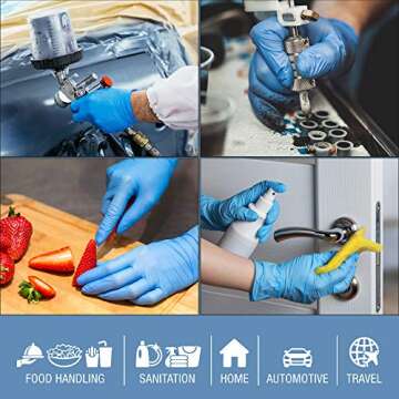 Salon World Safety Blue Nitrile Disposable Gloves, Box of 100, Size Small, 3.5 Mil - Latex Free, Textured, Food Safe