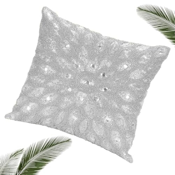 Light & Pro Silver Throw Pillow Cover, Decorative Silver Pillow Cover, 12x12 Pillow Cover Hand Woven...