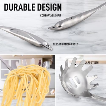 Zulay Kitchen Premium Stainless Steel Spaghetti Spoon - Ultimate Pasta Serving Tool