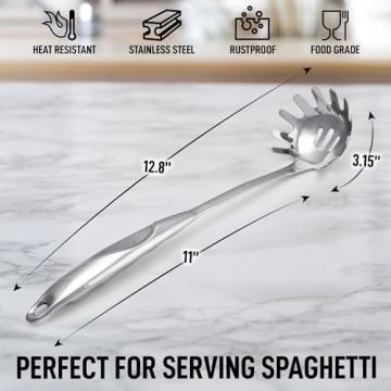 Zulay Kitchen Premium Stainless Steel Spaghetti Spoon - Ultimate Pasta Serving Tool