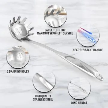 Zulay Kitchen Premium Stainless Steel Spaghetti Spoon - Ultimate Pasta Serving Tool