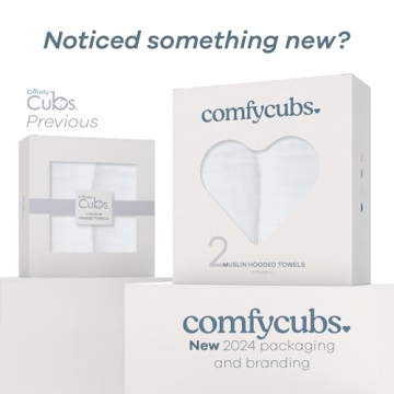 Comfy Cubs Baby Hooded Muslin Towels - Ultra Soft & Absorbent