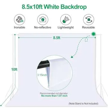 Professional EMART 8.5x10ft White Backdrop for Photography
