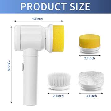 SOARING Electric Cleaning Brush, Cordless Electric Scrubber for Kitchen,Bathroom,Shower Door,Bathtub,Mirror,Tile,Tub,Dish,Sink,Grout Handheld Household Motorized Brush(White)