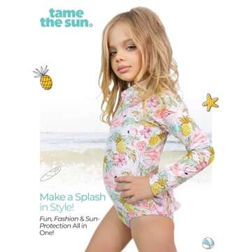 Long Sleeve Girls Swimsuit with UPF 50+ Protection
