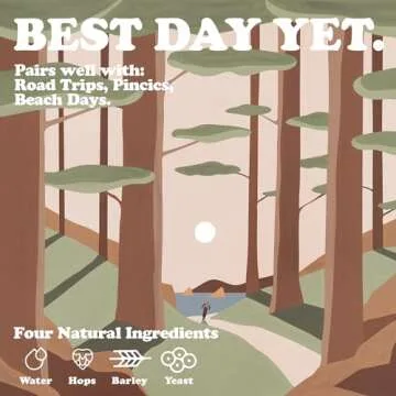 Best Day Brewing West Coast IPA Non-Alcoholic Craft Beer - 12 Pack - Premium Ingredients for Full Flavor - Low Carb & Low Calorie (12 fl oz cans)