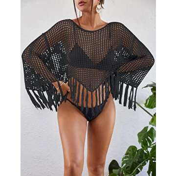 Bsubseach Beach Cover Up for Women - Trendy Crochet Top with Tassels