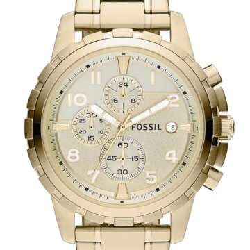 Fossil Men's Dean Quartz Stainless Steel Chronograph Watch, Color: Gold (Model: FS4867IE)