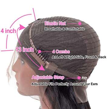 ISEE Hair Transparent Lace Front Wigs Human Hair 10A Brazilian Straight Human Hair Wigs for Black Women 180% Density Pre Plucked with Baby Hair Bleached Knots Natural Color (13x4 Lace Front, 26inch)