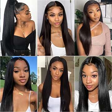ISEE Hair Transparent Lace Front Wigs Human Hair 10A Brazilian Straight Human Hair Wigs for Black Women 180% Density Pre Plucked with Baby Hair Bleached Knots Natural Color (13x4 Lace Front, 26inch)