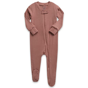 VAENAIT BABY Toddler Boys Girls Solid Footie Pajama Cozy Modal Cocoa 3-6M