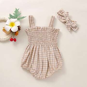 Cute Infant Baby Girls Floral Cotton Romper & Headband