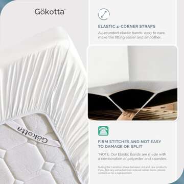 GOKOTTA King Size Sheets Set, 100% Tanboocel® Rayon Derived from Bamboo Sheets King Size, Breathable Soft Sheets, 16” Pocket King Sheets with Elastic Corner Straps,Moisture Wicking,Double Stitching