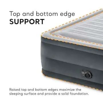 Intex 64417ED Dura-Beam Deluxe Comfort-Plush High-Rise Air Mattress: Fiber-Tech – Queen Size – Built-in Electric Pump – 22in Bed Height – 600lb Weight Capacity,Grey