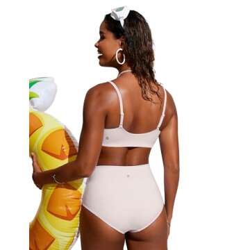 CRZ YOGA Womens Scoop Neck Bikini Tops D-DD Adjustable Spaghetti Straps Bathing Suit Padded Swimsuit...