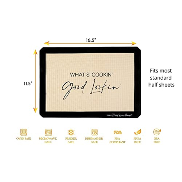 Happy Homes Market, Silicone Baking Mat, Non-Stick, Professional Grade Quality Baking Mat, Food Safe, BPA Free, Reusable, Eco-Friendly, Luxury Baking Sheet Liner- Set of 3 Standard Half Sheet Sizes