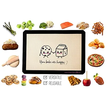 Happy Homes Market, Silicone Baking Mat, Non-Stick, Professional Grade Quality Baking Mat, Food Safe, BPA Free, Reusable, Eco-Friendly, Luxury Baking Sheet Liner- Set of 3 Standard Half Sheet Sizes