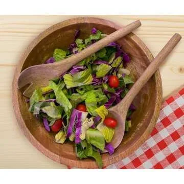 Fairwood Way 12 Inch Wooden Salad Bowl Set with Utensils