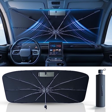 2024 Upgrade DesertWest Windshield Sun Shade Umbrella for Car - Block UV Rays & Sun Heat