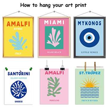 Whaline 9Pcs Preppy Travel Wall Art Prints Preppy Room Decor Abstract Aesthetic Preppy Room Decor Colorful Minimalist Unframed Art Poster Decor for Living Room Teen Girls Bedroom College Dorm Decor, 8 x 10 Inch