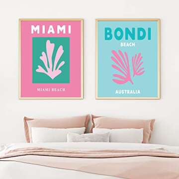 Whaline 9Pcs Preppy Travel Wall Art Prints Preppy Room Decor Abstract Aesthetic Preppy Room Decor Colorful Minimalist Unframed Art Poster Decor for Living Room Teen Girls Bedroom College Dorm Decor, 8 x 10 Inch