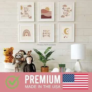 Hadley Designs 6 Reversible 8x10 Boho Unframed Wall Art Prints, Gender Neutral Boho Nursery Decor Fo...