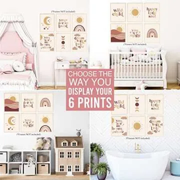 Reversible Boho Wall Art Prints for Kids' Rooms