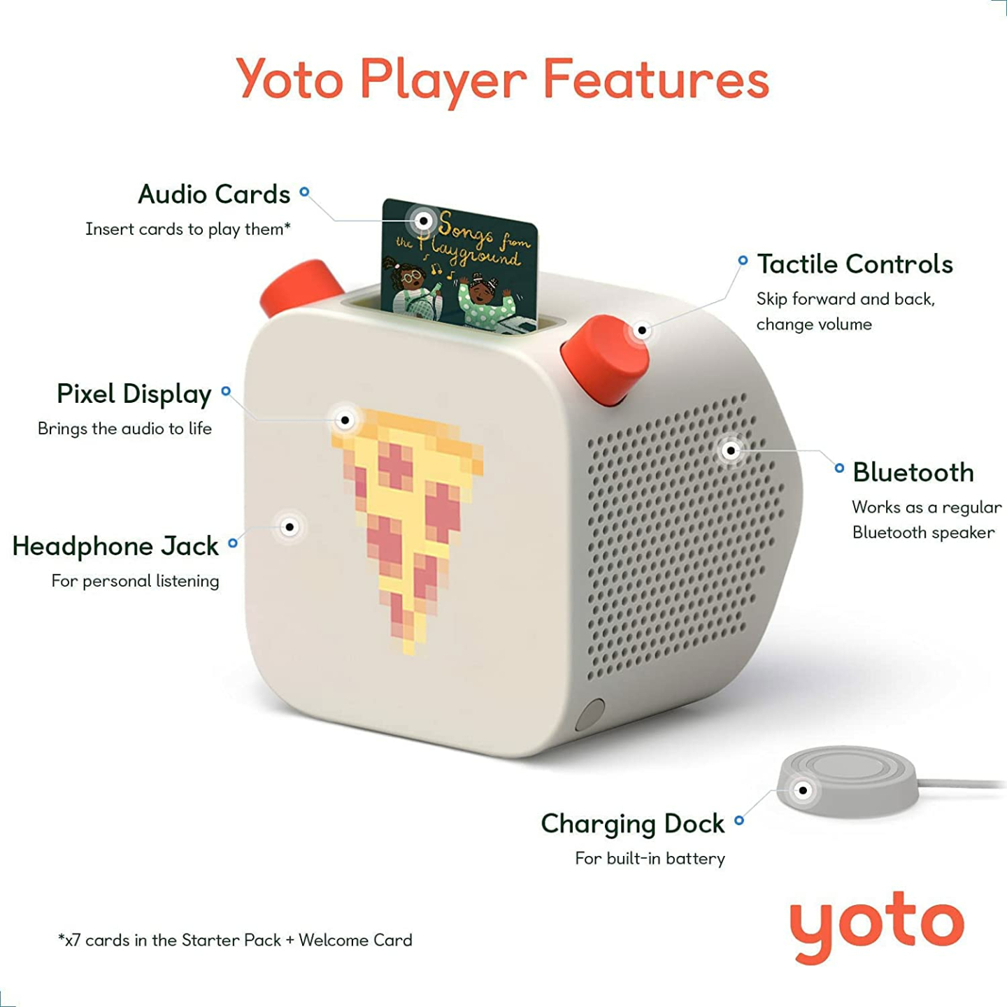 Yoto Player: Kids Audio Player & 7 Cards Starter Pack