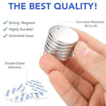 MIKEDE Magnets, 6 Pack Magnets with Adhesive Backing for Fridge, Super Strong Magnets Heavy Duty, Rare Earth Magnets Neodymium Disc Magnets for Craft, Cabinet, Office, DIY, 1.26 inch D x 1/8 inch H