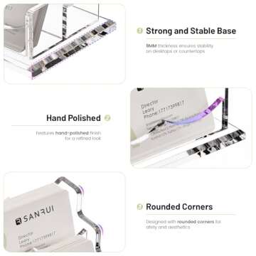 SANRUI Acrylic Business Card Holder for Desk, Horizontal Clear Name Card Display Stand Desktop Display Stand for Business Cards, Business Card Organizer, Perfect for Offices & Professionals 4 Slots