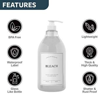 Calindiana Modern Farmhouse Bleach Liquid Laundry Detergent Dispenser for Laundry Room Decor and Org...